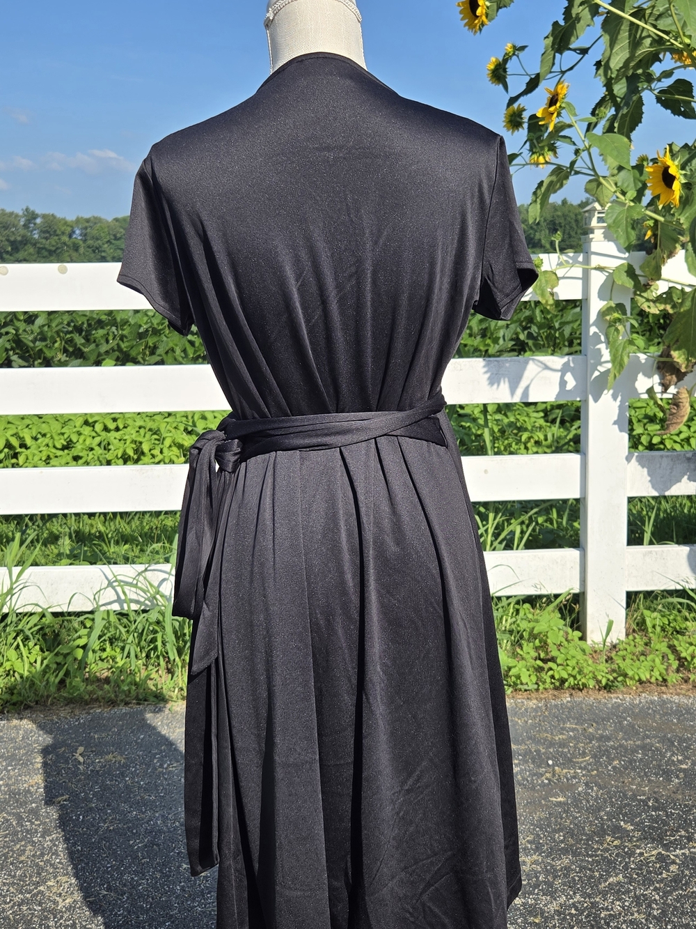 New York & Company Black Wrap Midi Dress - Picture 3 of 5